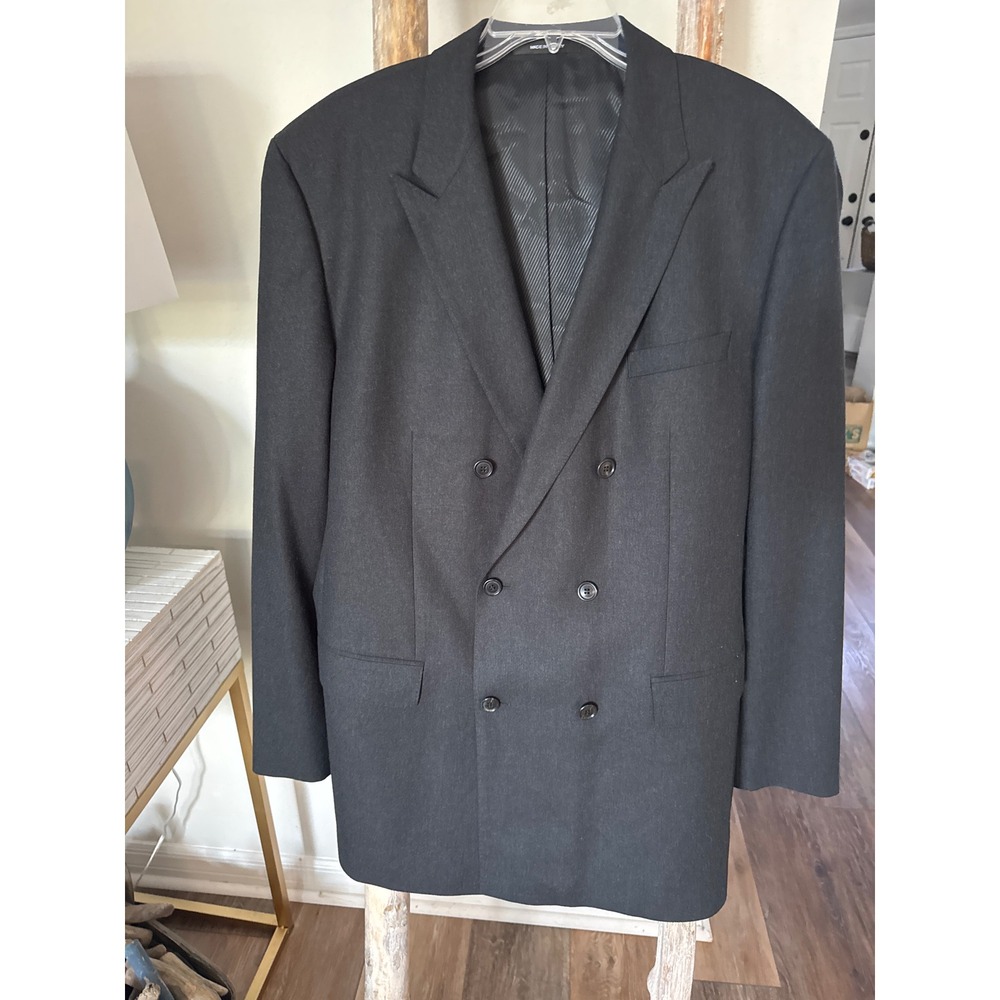Hugo Boss Mens Double Breast Gray Wool Viscose Sport Blazer Jacket 44L Business